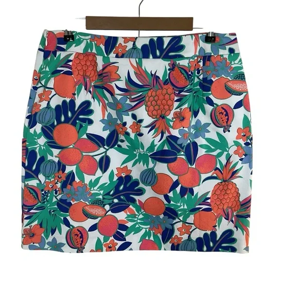 Talbots Women’s Multicolored Flowers/Fruit Design Side Zip Lined Skirt. Size 12 - Picture 2 of 4